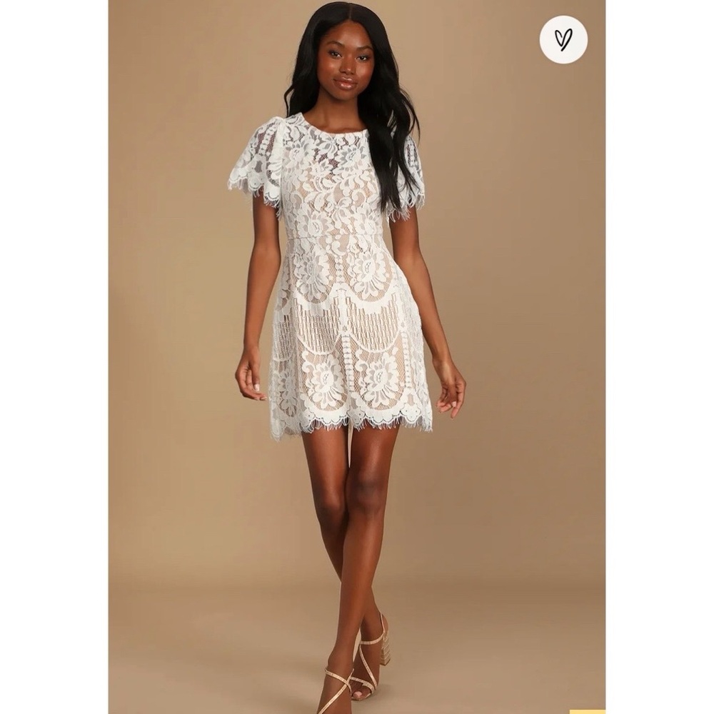 Pearson White Lace Short Sleeve Dress